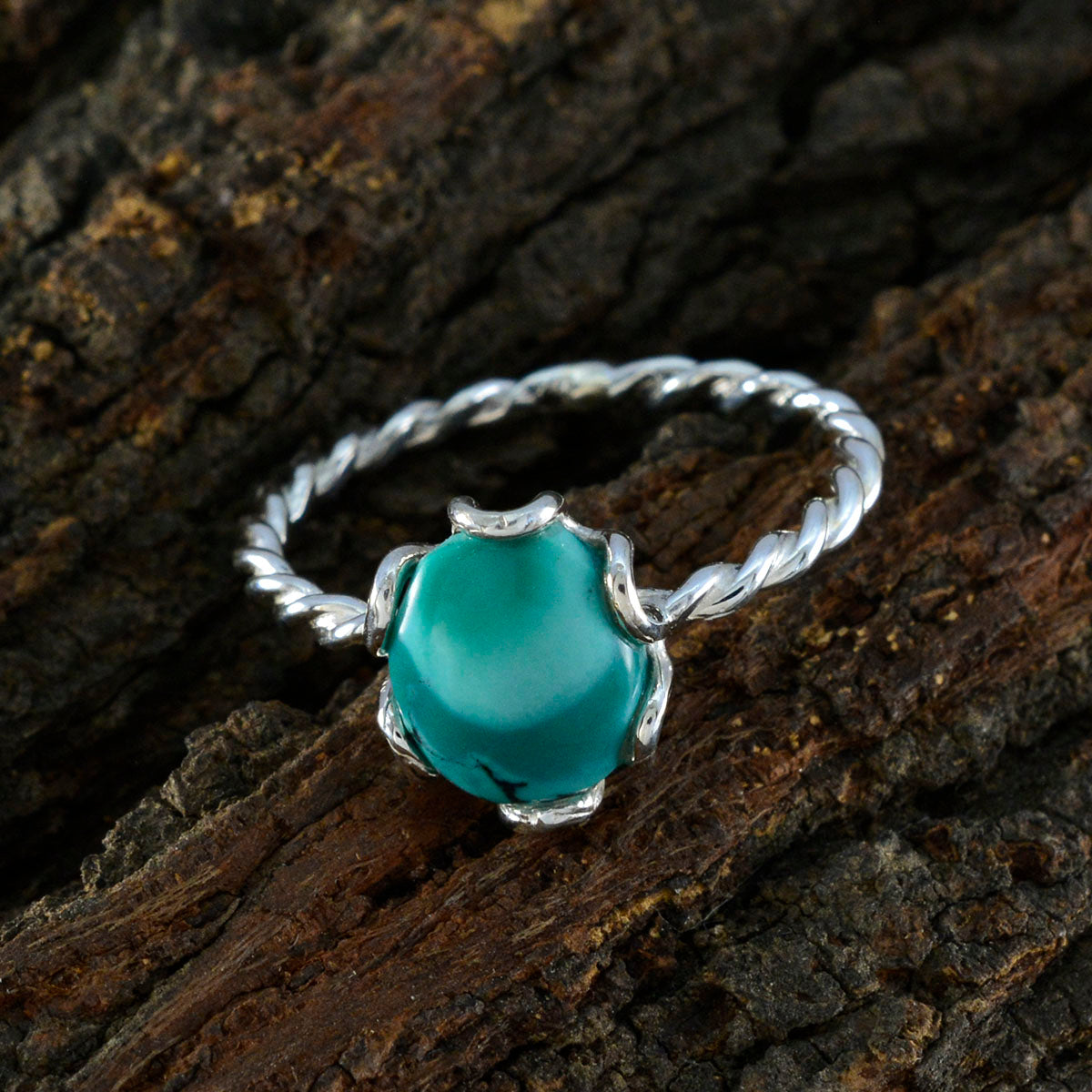 Turquoise Solitaire American Sterling Silver Blue Gemstone Delicate Glamorous Ring Jewellery