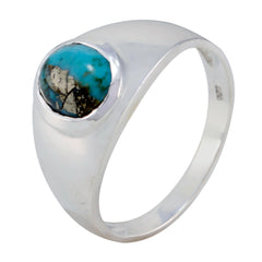 Turquoise Solitaire German 925 Silver Blue Gemstone Tiny Modern Ring Jewellery