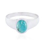 Turquoise Solitaire Moroccan Sterling Silver Blue Gemstones Slim Ethnic Ring Jewellery