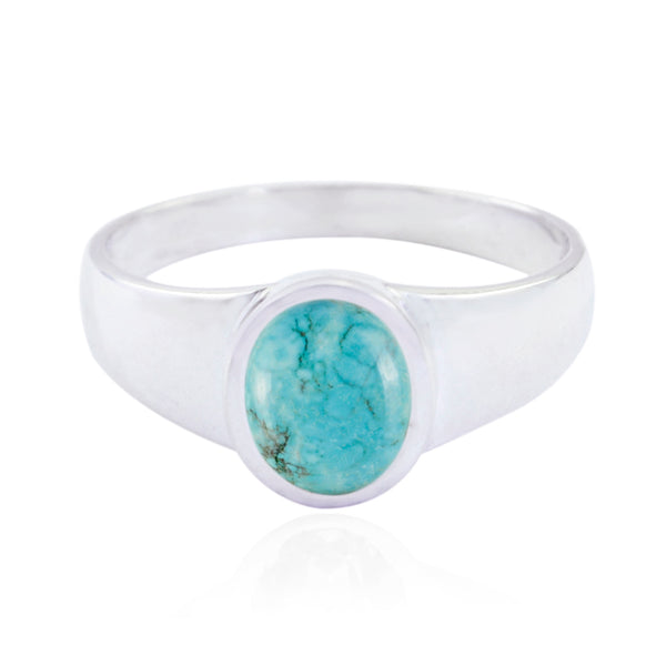 Turquoise Solitaire Moroccan Sterling Silver Blue Gemstones Slim Ethnic Ring Jewellery