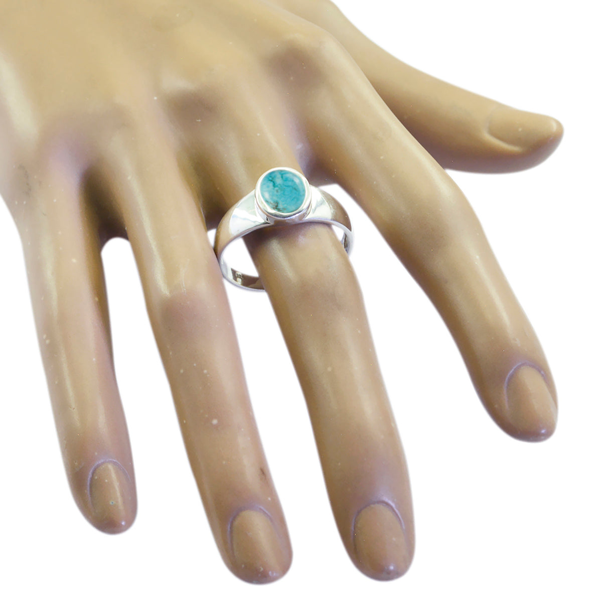 Turquoise Solitaire Moroccan Sterling Silver Blue Gemstones Slim Ethnic Ring Jewellery