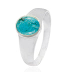 Turquoise Solitaire Moroccan Sterling Silver Blue Gemstones Slim Ethnic Ring Jewellery