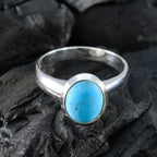 Turquoise Solitaire French 92.5 Silver Blue Gems Classic Sophisticated Ring Jewellery