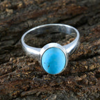Turquoise Solitaire French 92.5 Silver Blue Gems Classic Sophisticated Ring Jewellery