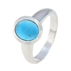 Turquoise Solitaire French 92.5 Silver Blue Gems Classic Sophisticated Ring Jewellery