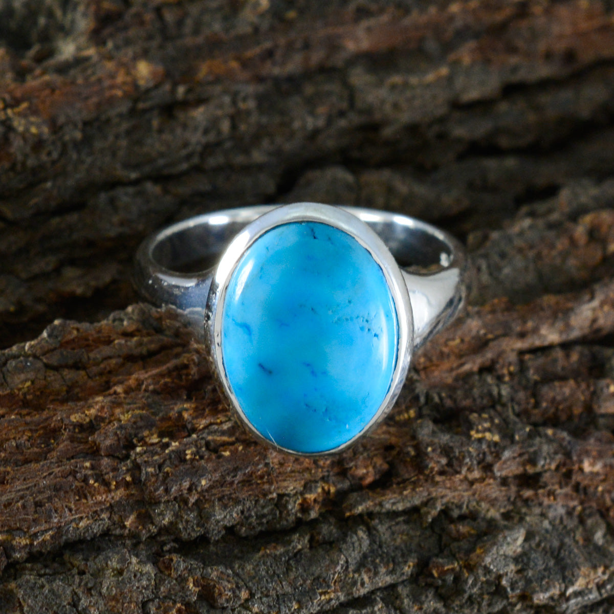 Turquoise Solitaire Russian 92.5 Silver Blue Gemstone Minimal Ethnic Ring Jewelry