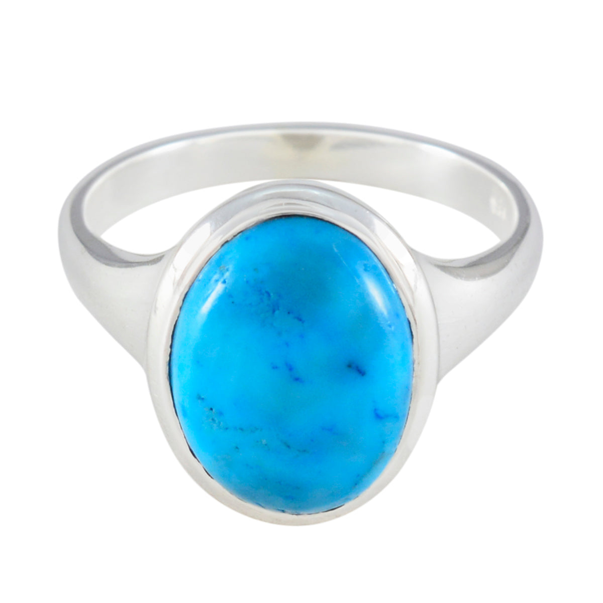 Turquoise Solitaire Russian 92.5 Silver Blue Gemstone Minimal Ethnic Ring Jewelry メイン画像