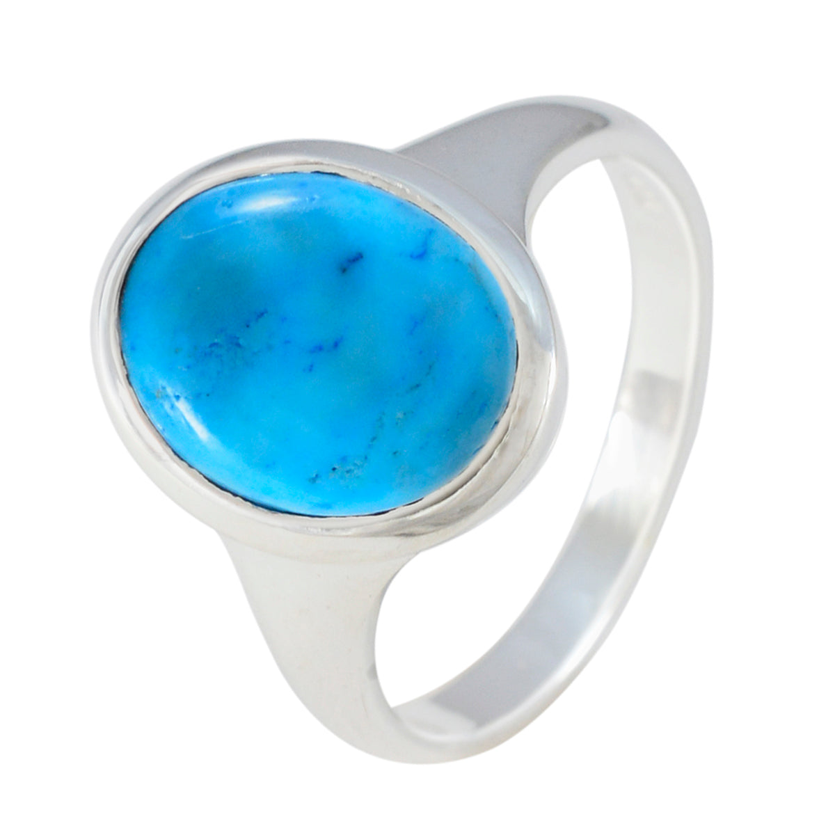 Turquoise Solitaire Russian 92.5 Silver Blue Gemstone Minimal Ethnic Ring Jewelry