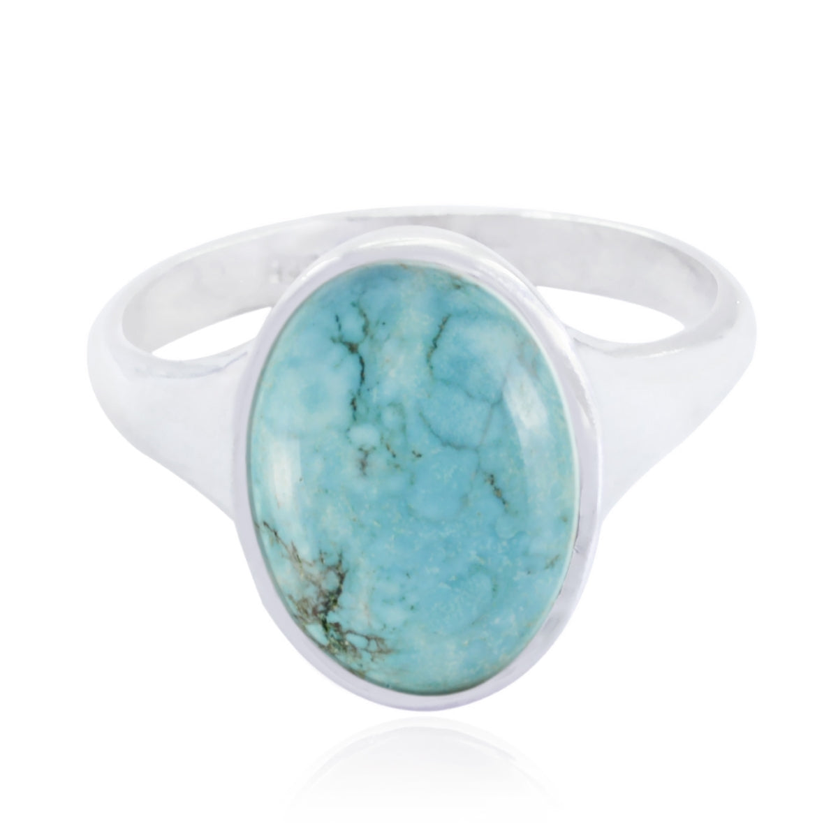 Turquoise Solitaire Russian 92.5 Silver Blue Gemstone Minimal Ethnic Ring Jewelry