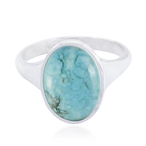 Turquoise Solitaire Russian 92.5 Silver Blue Gemstone Minimal Ethnic Ring Jewelry