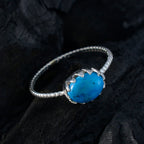 Turquoise Solitaire Japanese Silver Blue Gemstones Elegant  Twist Ring Jewelry