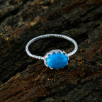 Turquoise Solitaire Japanese Silver Blue Gemstones Elegant  Twist Ring Jewelry