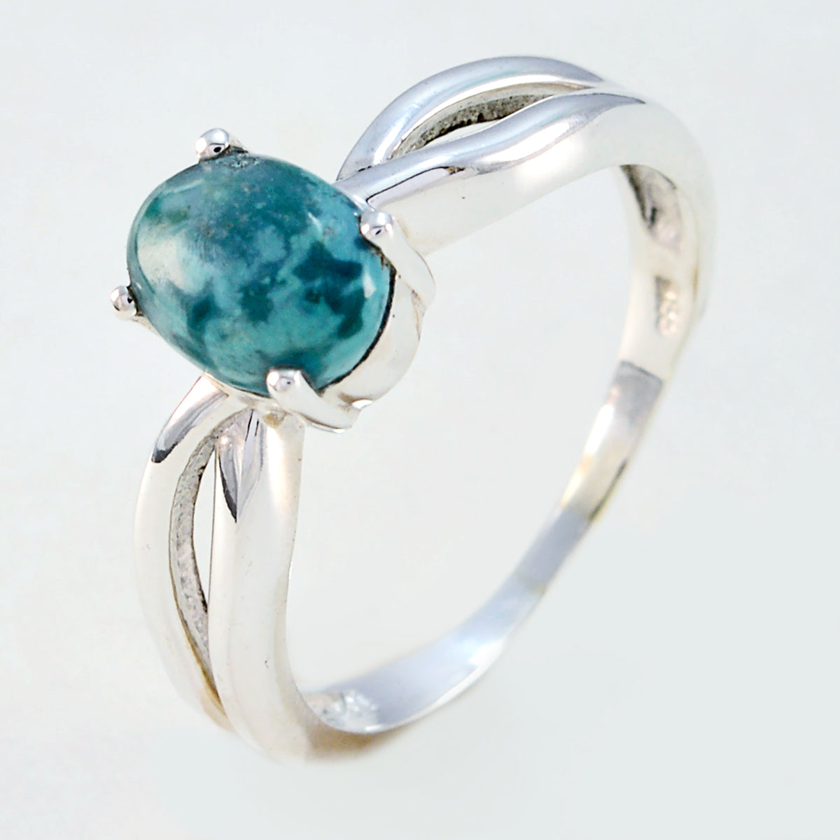 Turquoise Solitaire Japanese 925 Sterling Silver Blue Gems Delicate Feminine Ring Jewelry