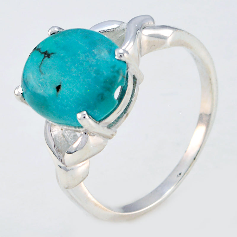Turquoise Solitaire Moroccan Sterling Silver Blue Gems Featherlight Ethnic Ring Jewelry