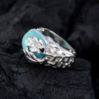 Turquoise Solitaire African 925 Silver Blue Gemstones Versatile Cultural Ring Jewelry