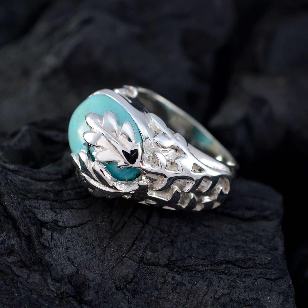 Turquoise Solitaire African 925 Silver Blue Gemstones Versatile Cultural Ring Jewelry