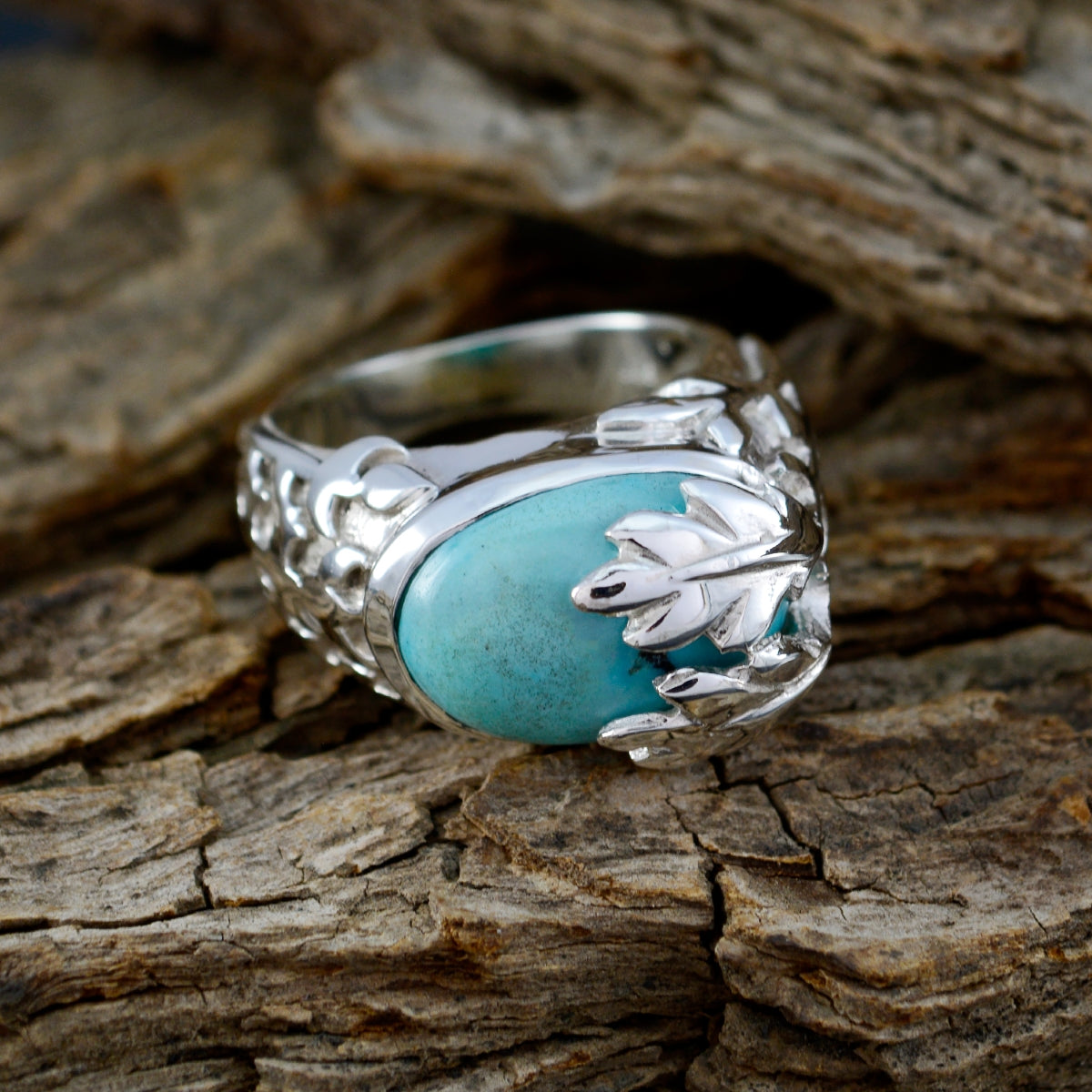 Turquoise Solitaire African 925 Silver Blue Gemstones Versatile Cultural Ring Jewelry