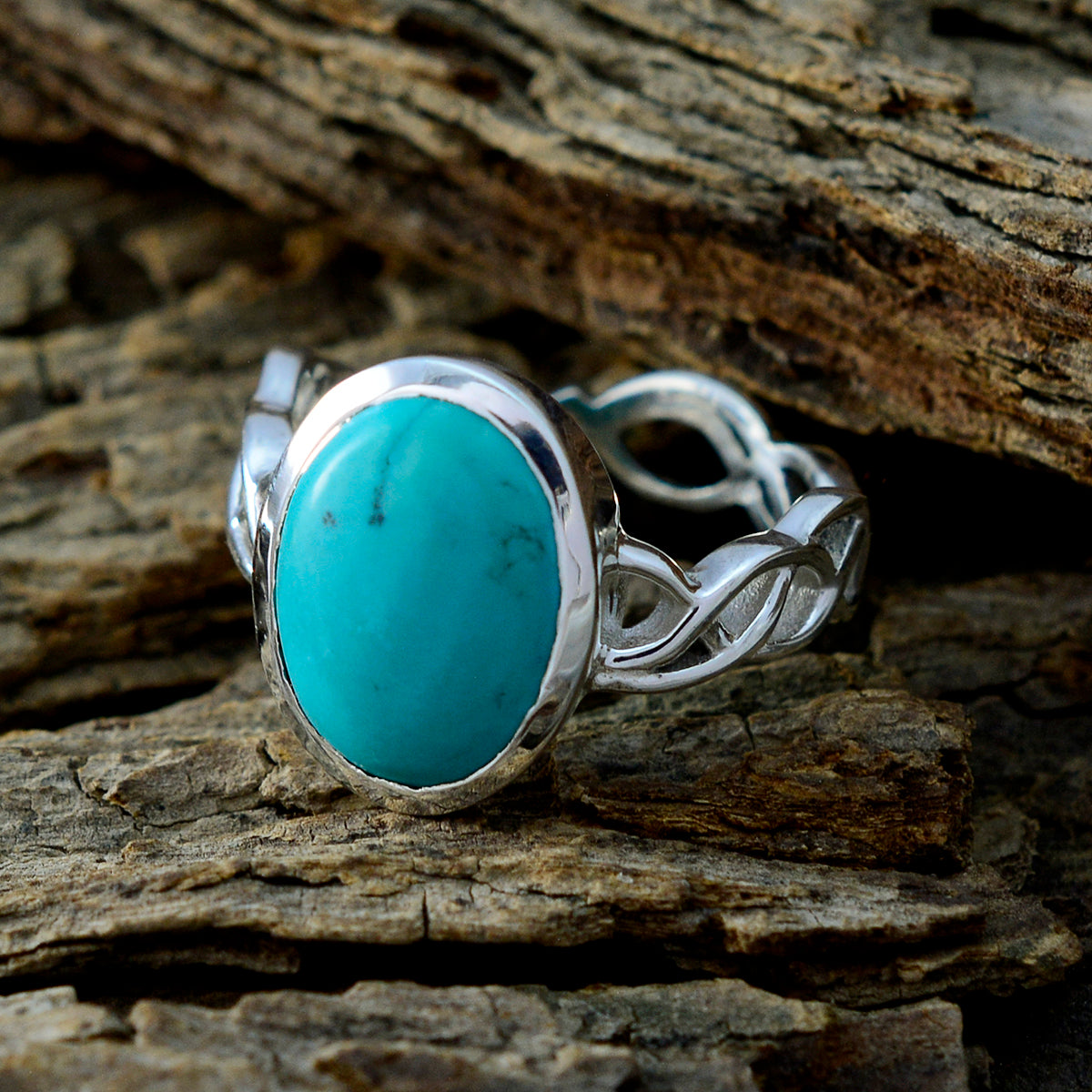 Turquoise Solitaire African 92.5 Silver Blue Gemstones Minimal Abstract Ring Jewelry