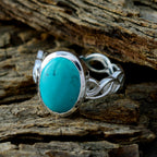 Turquoise Solitaire African 92.5 Silver Blue Gemstones Minimal Abstract Ring Jewelry