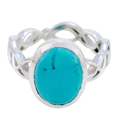Turquoise Solitaire African 92.5 Silver Blue Gemstones Minimal Abstract Ring Jewelry