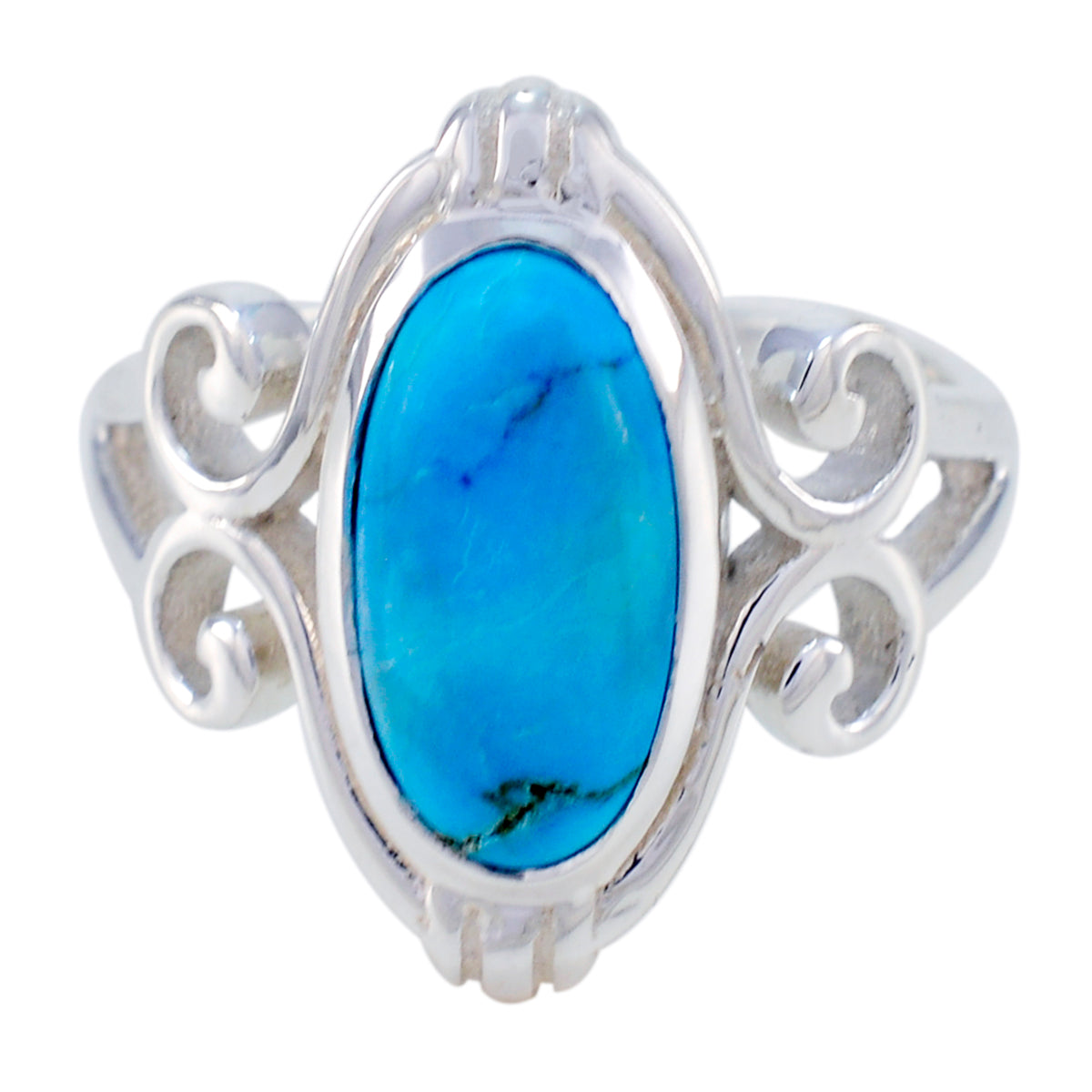 Turquoise Solitaire Latin American Sterling Silver Blue Gemstone Minimal Rope Wire Ring Jewelry Main image