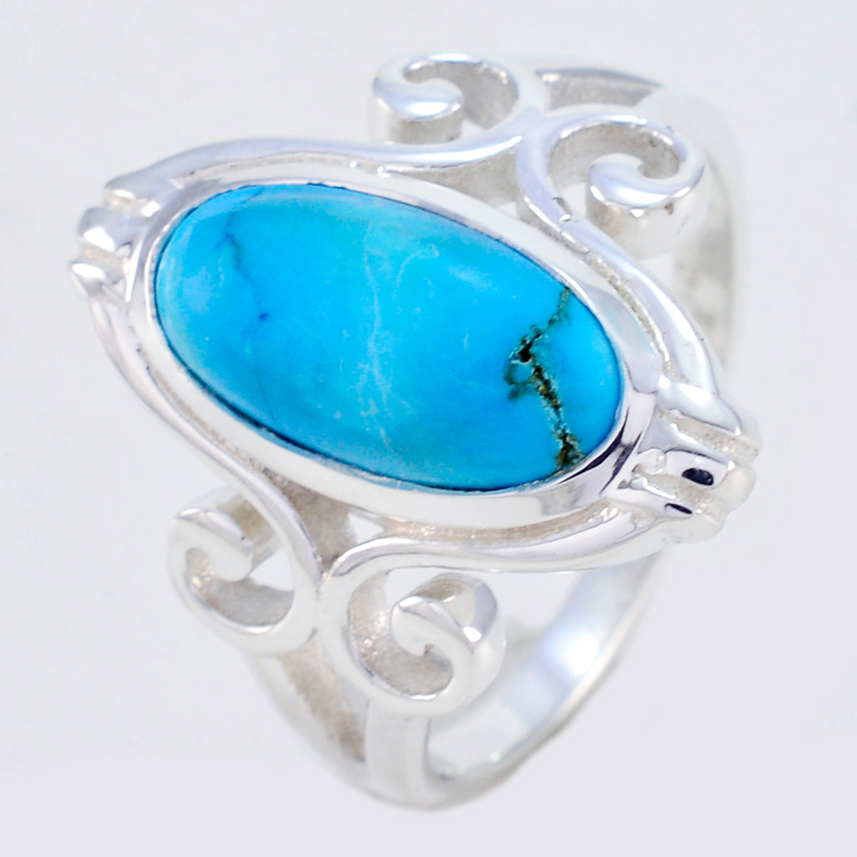 Turquoise Solitaire Latin American Sterling Silver Blue Gemstone Minimal Rope-Wire Ring Jewelry Secondary image