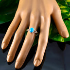 Turquoise Solitaire Turkish Sterling Silver Blue Gemstones Dainty Abstract Ring Jewelry