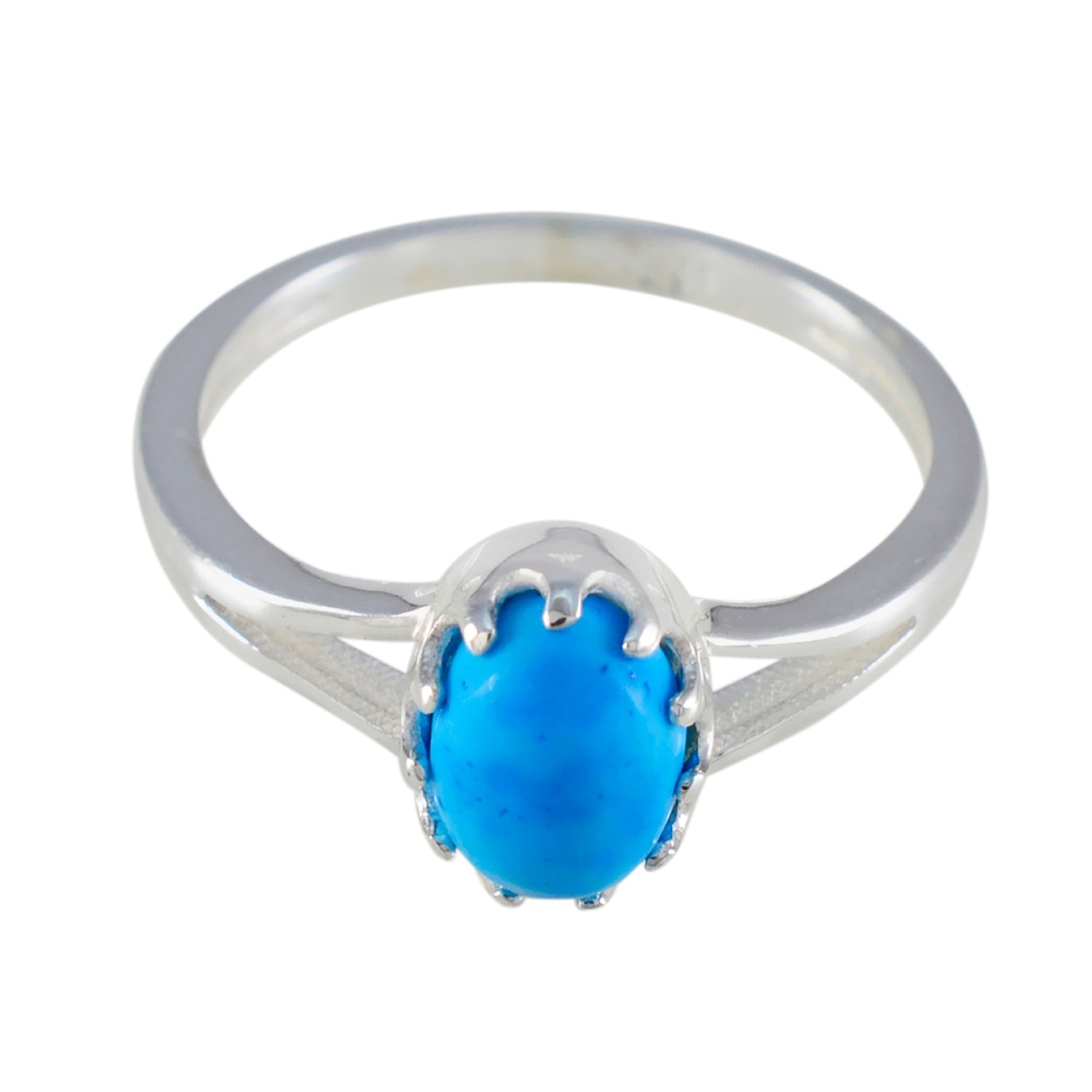 Turquoise Solitaire Turkish Sterling Silver Blue Gemstones Dainty Abstract Ring Jewelry