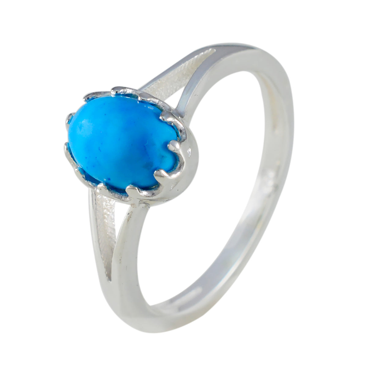 Turquoise Solitaire Turkish Sterling Silver Blue Gemstones Dainty Abstract Ring Jewelry
