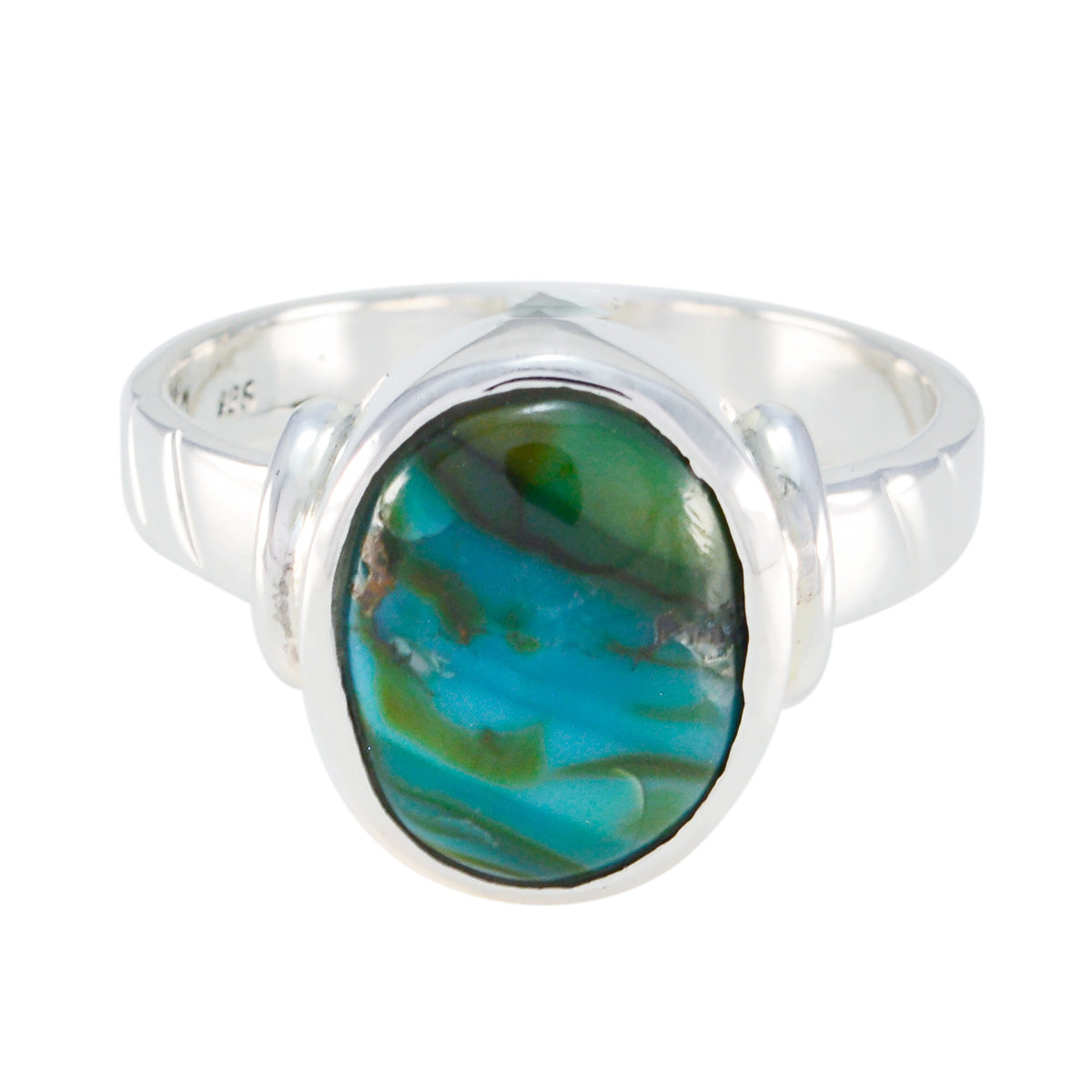 Turquoise Solitaire Moroccan 925 Sterling Silver Blue Gemstones Classic Luxurious Ring Jewellery メイン画像