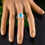 Turquoise Solitaire Italian 925 Silver Blue Gemstones Classic Rope Wire Ring Jewellery