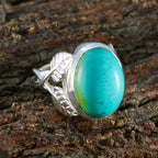 Turquoise Solitaire French 92.5 Silver Blue Gemstone Statement Leafy Ring Jewelry