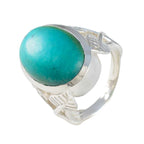 Turquoise Solitaire French 92.5 Silver Blue Gemstone Statement Leafy Ring Jewelry