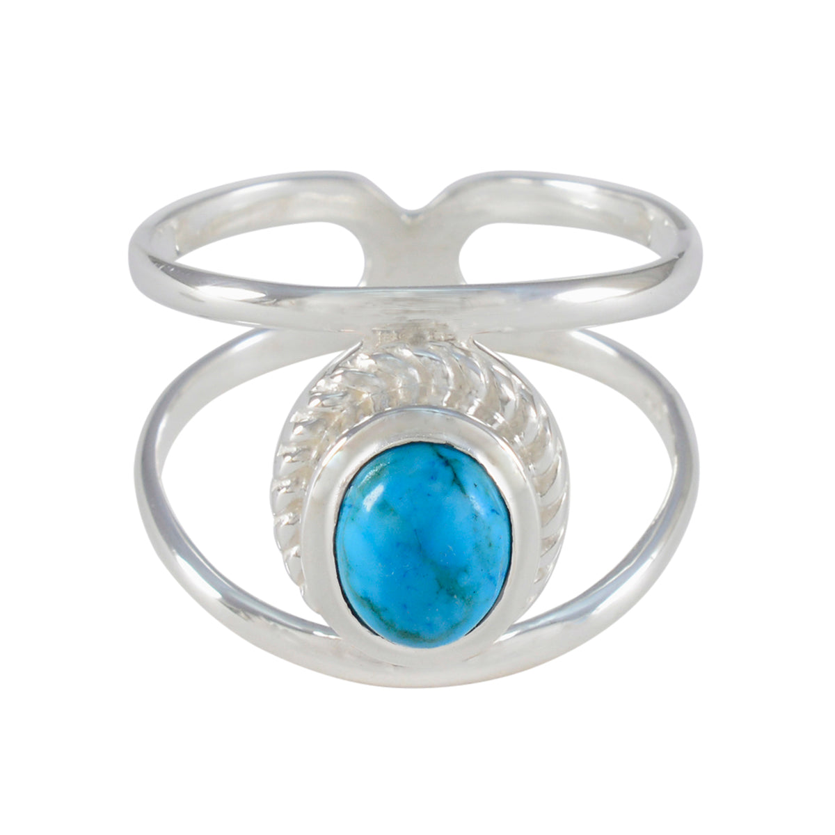 Turquoise Solitaire French Silver Blue Gemstone Tiny Ethnic Ring Jewellery Main image