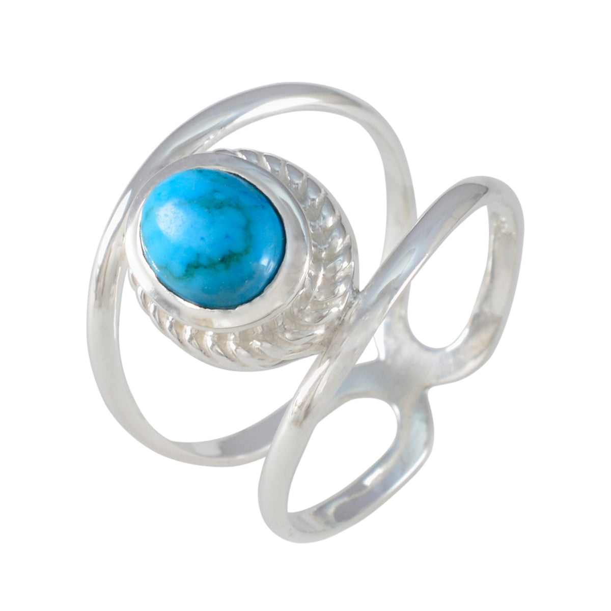 Turquoise Solitaire French Silver Blue Gemstone Tiny Ethnic Ring Jewellery