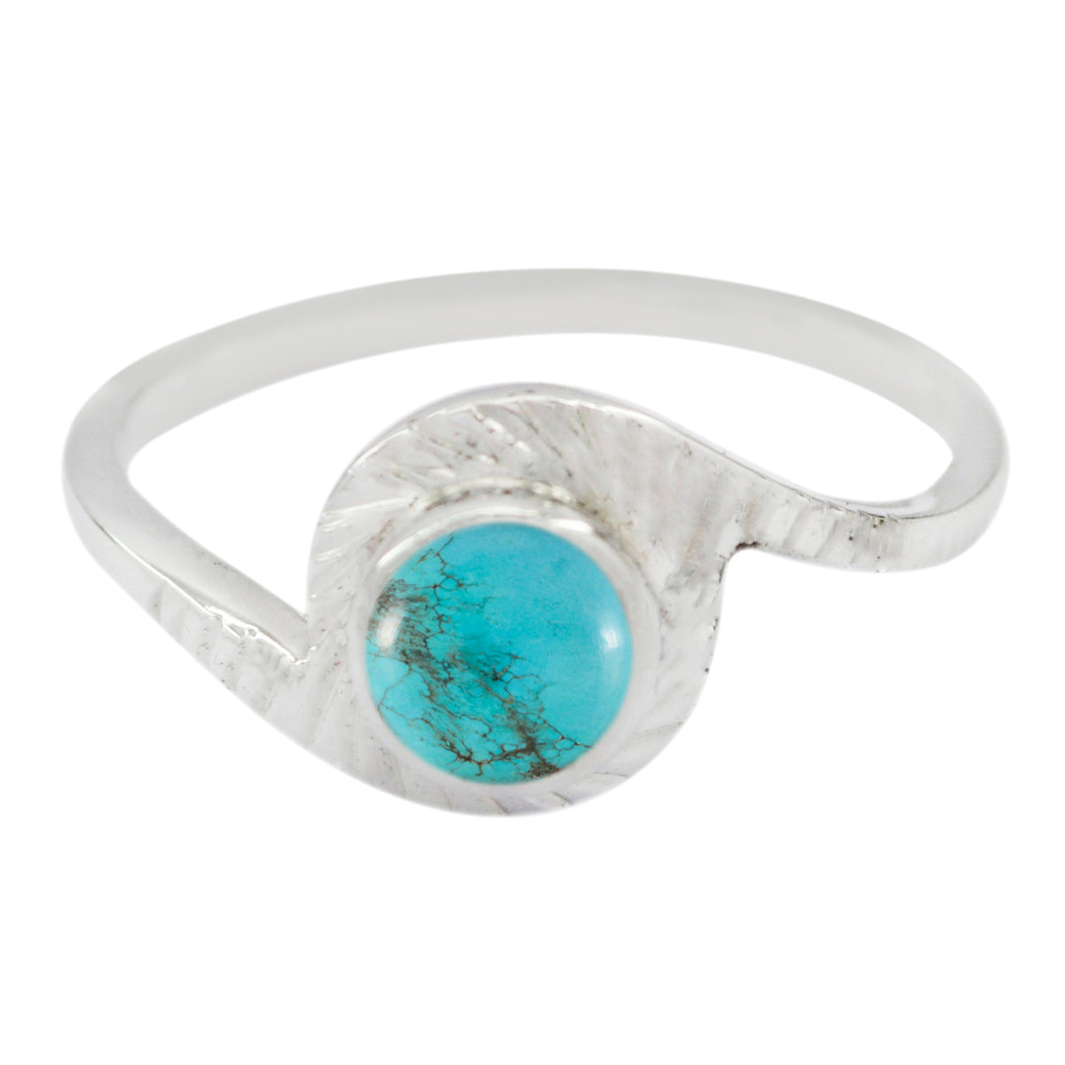Turquoise Solitaire American Sterling Silver Blue Gemstone Dainty Modern Ring Jewelry Main image