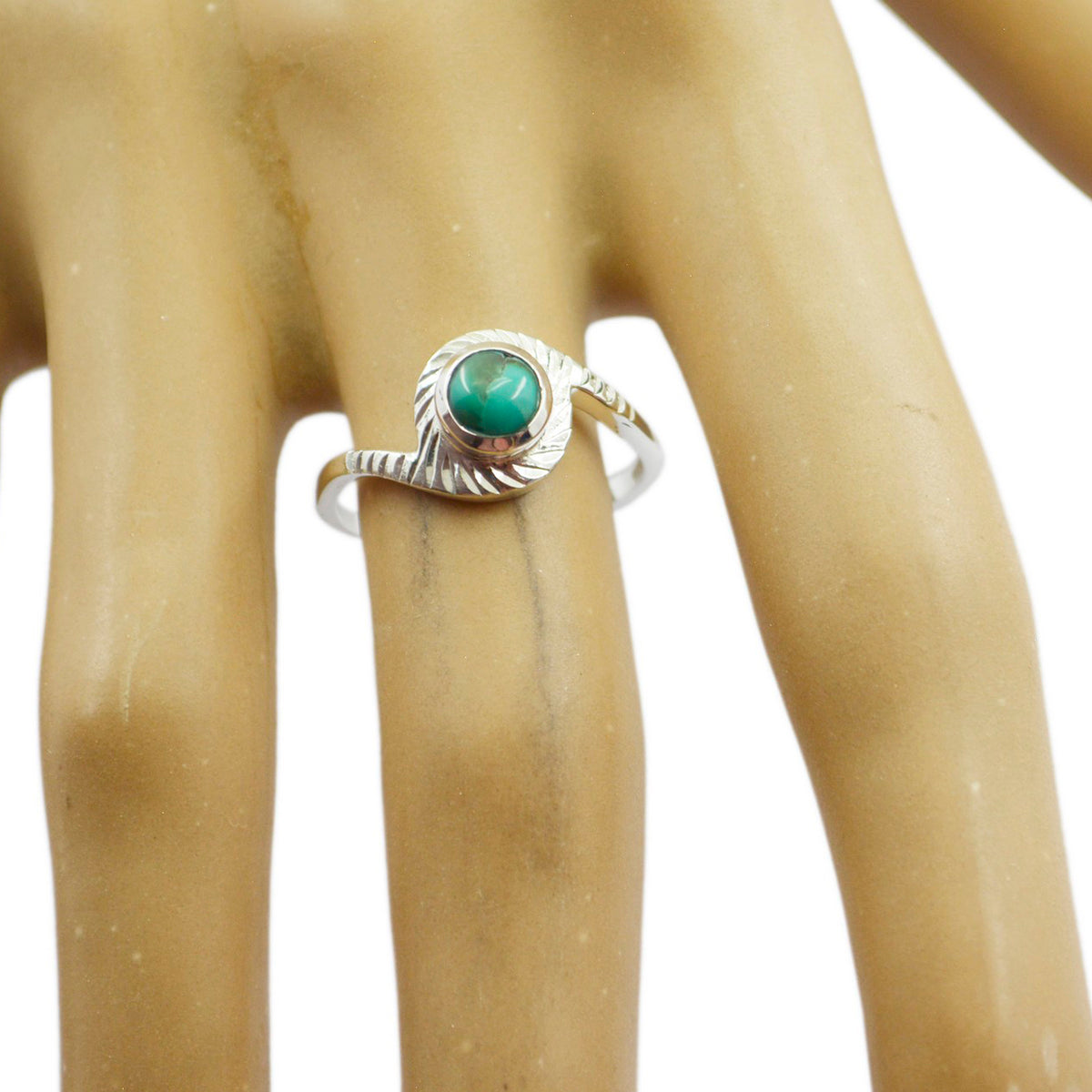 Turquoise Solitaire American Sterling Silver Blue Gemstone Dainty Modern Ring Jewelry