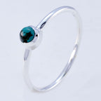 Turquoise Solitaire Korean 92.5 Silver Blue Gems Minimalist Graceful Ring Jewelry