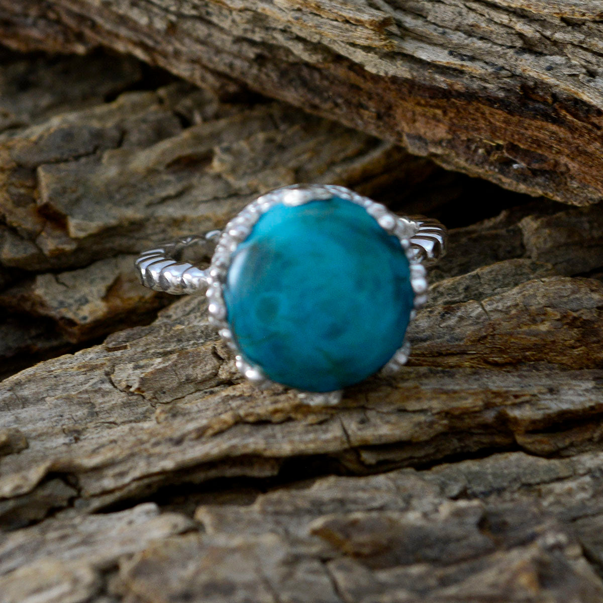 Turquoise Solitaire Indian Sterling Silver Blue Gems Slim Romantic Ring Jewelry