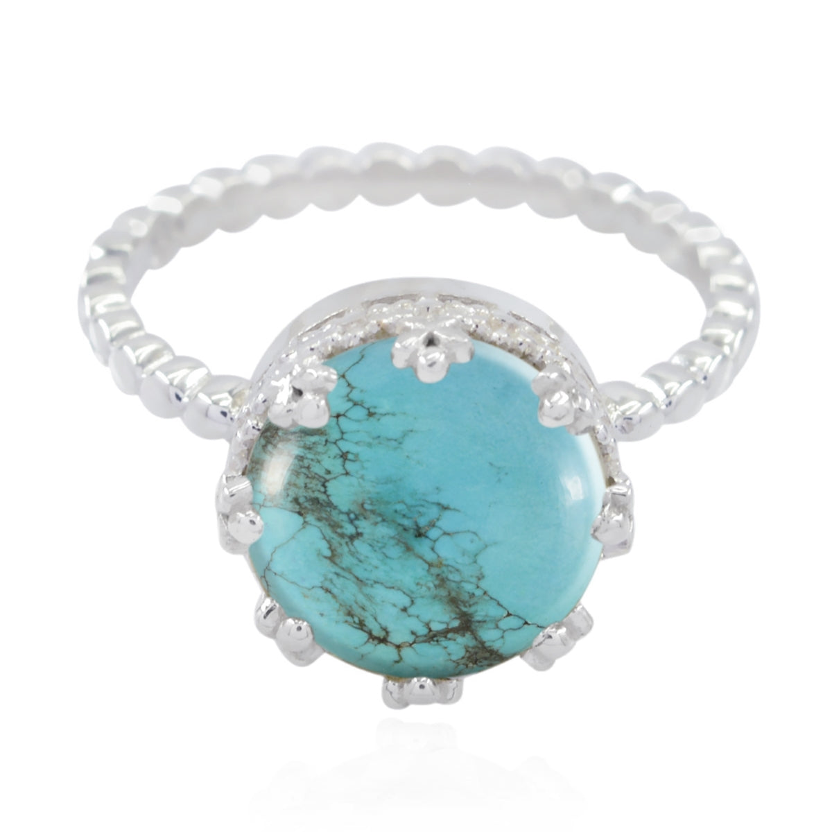 Türkis Solitär Indischer Sterling Silber Blaue Edelsteine Schmaler Romantischer Ring Schmuck Hauptbild