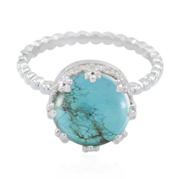 Turquoise Solitaire Indian Sterling Silver Blue Gems Slim Romantic Ring Jewelry