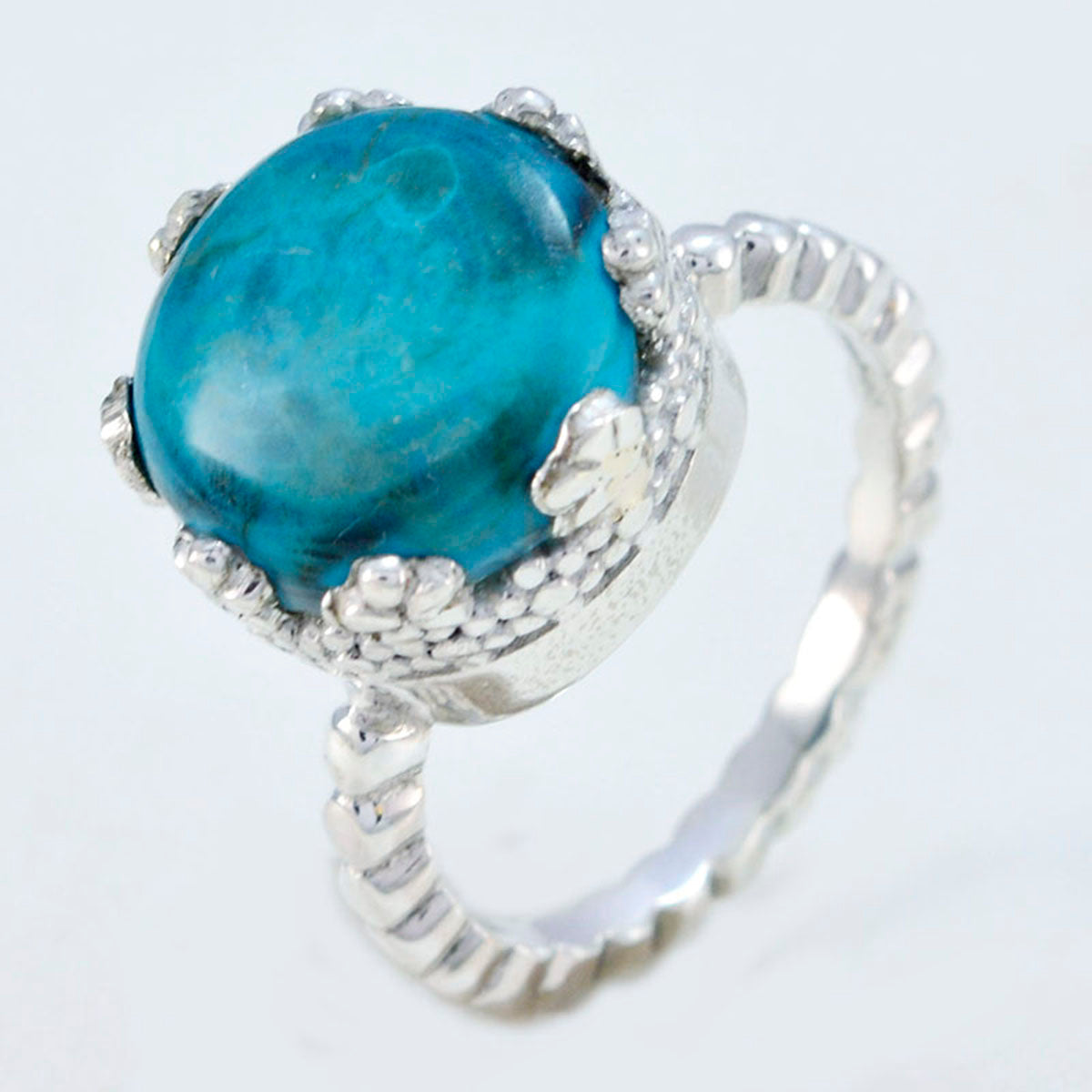 Turquoise Solitaire Indian Sterling Silver Blue Gems Slim Romantic Ring Jewelry