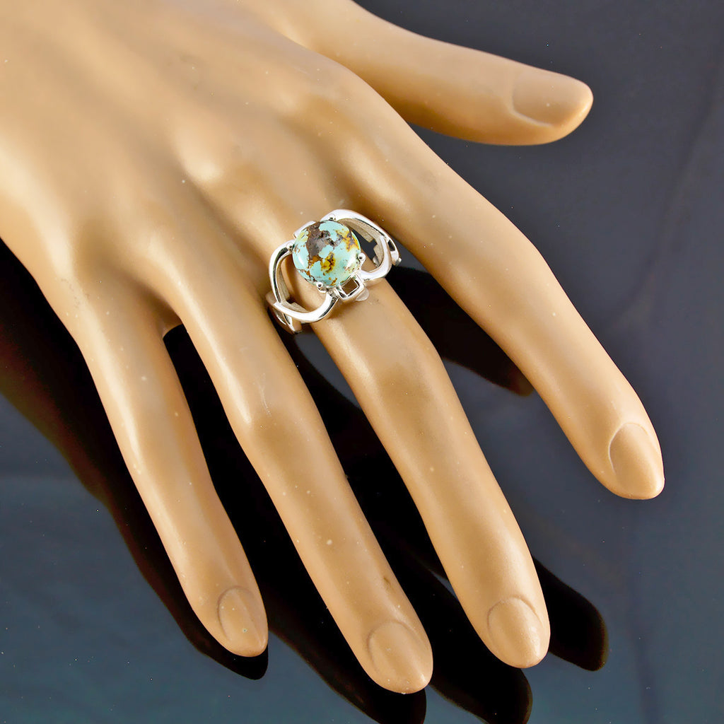 Turquoise Solitaire Indian 92.5 Silver Blue Gemstone Minimal Modern Ring Jewellery