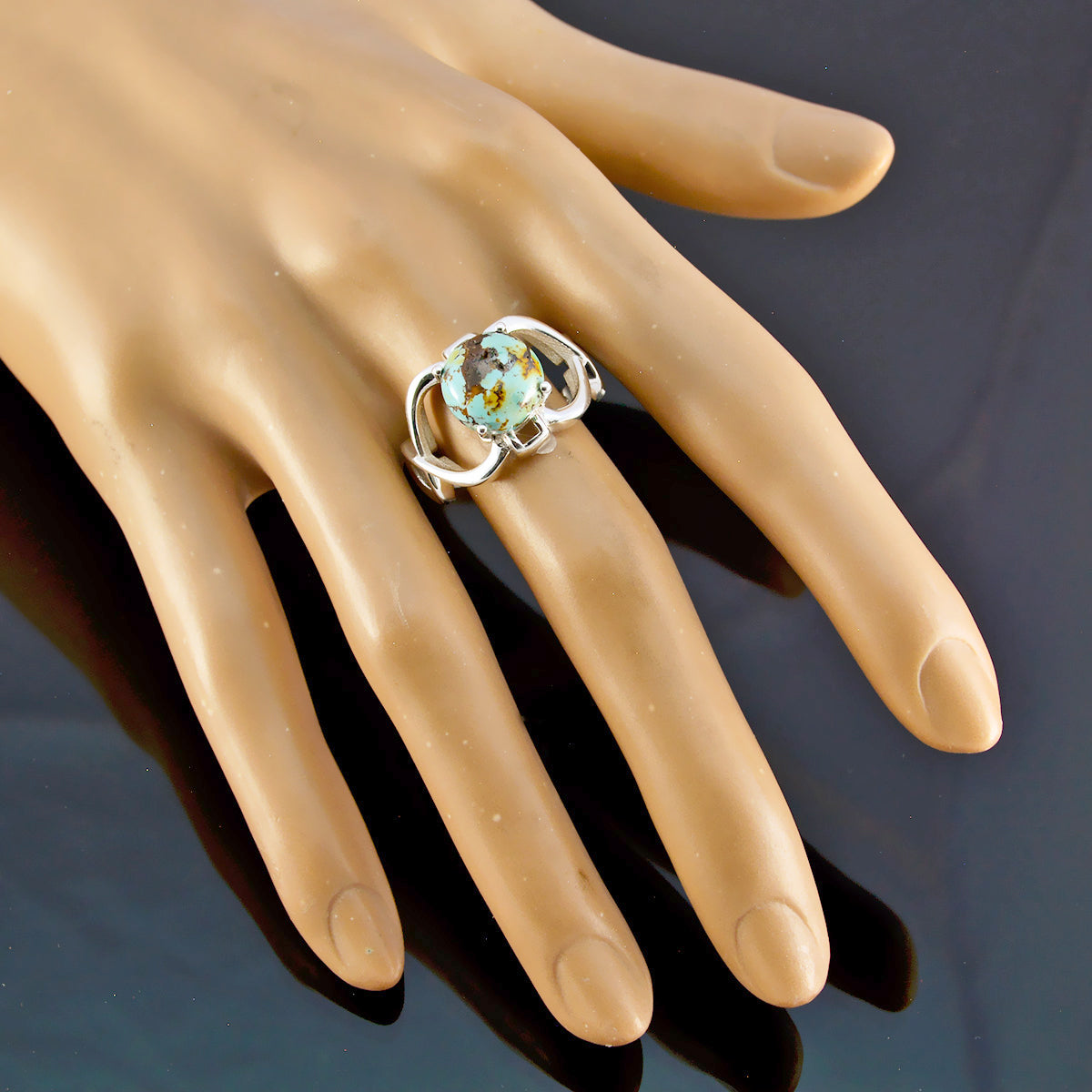 Turquoise Solitaire Indian 92.5 Silver Blue Gemstone Minimal Modern Ring Jewellery