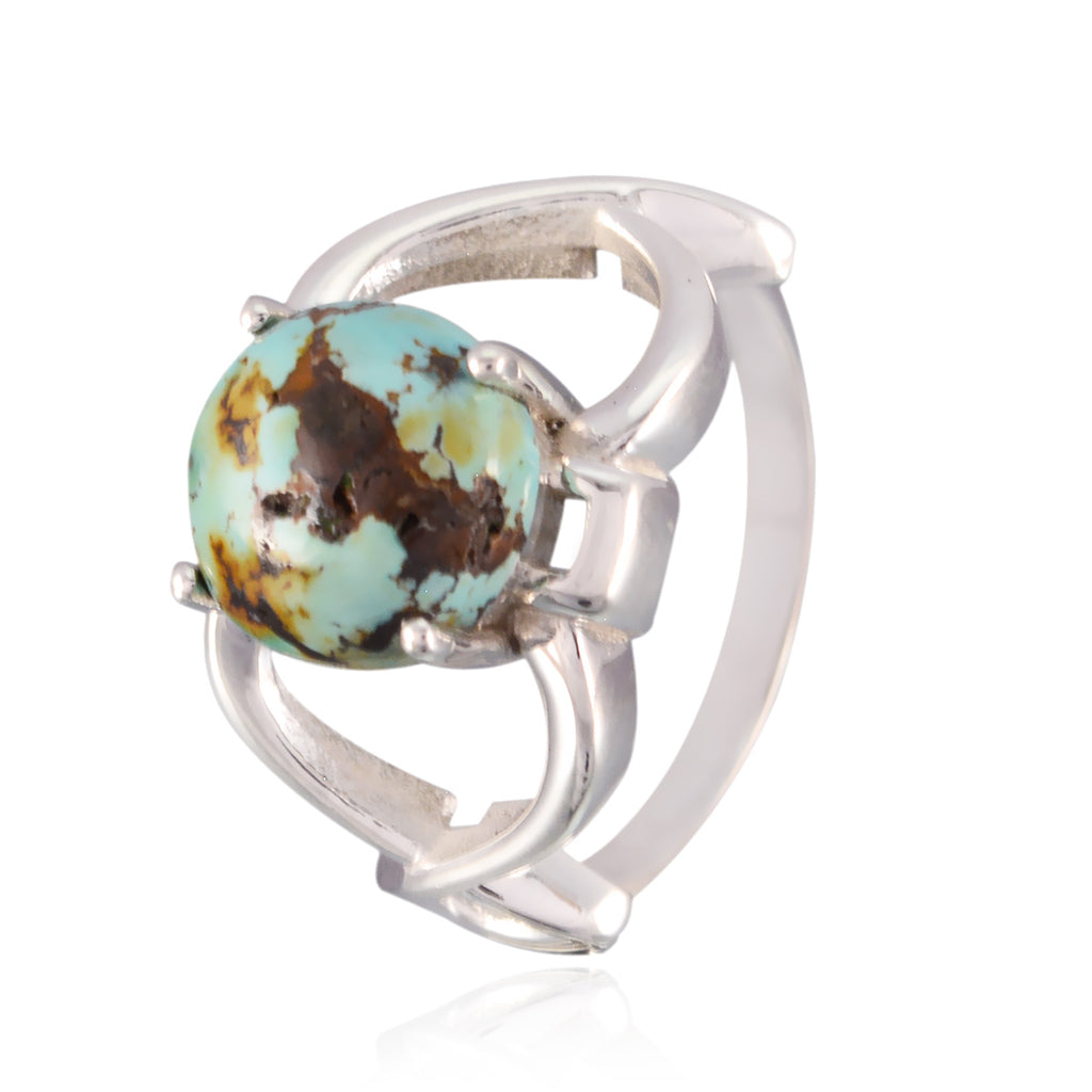Turquoise Solitaire Indian 92.5 Silver Blue Gemstone Minimal Modern Ring Jewellery