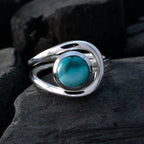 Turquoise Solitaire African 92.5 Silver Blue Gemstones Slim Sophisticated Ring Jewelry