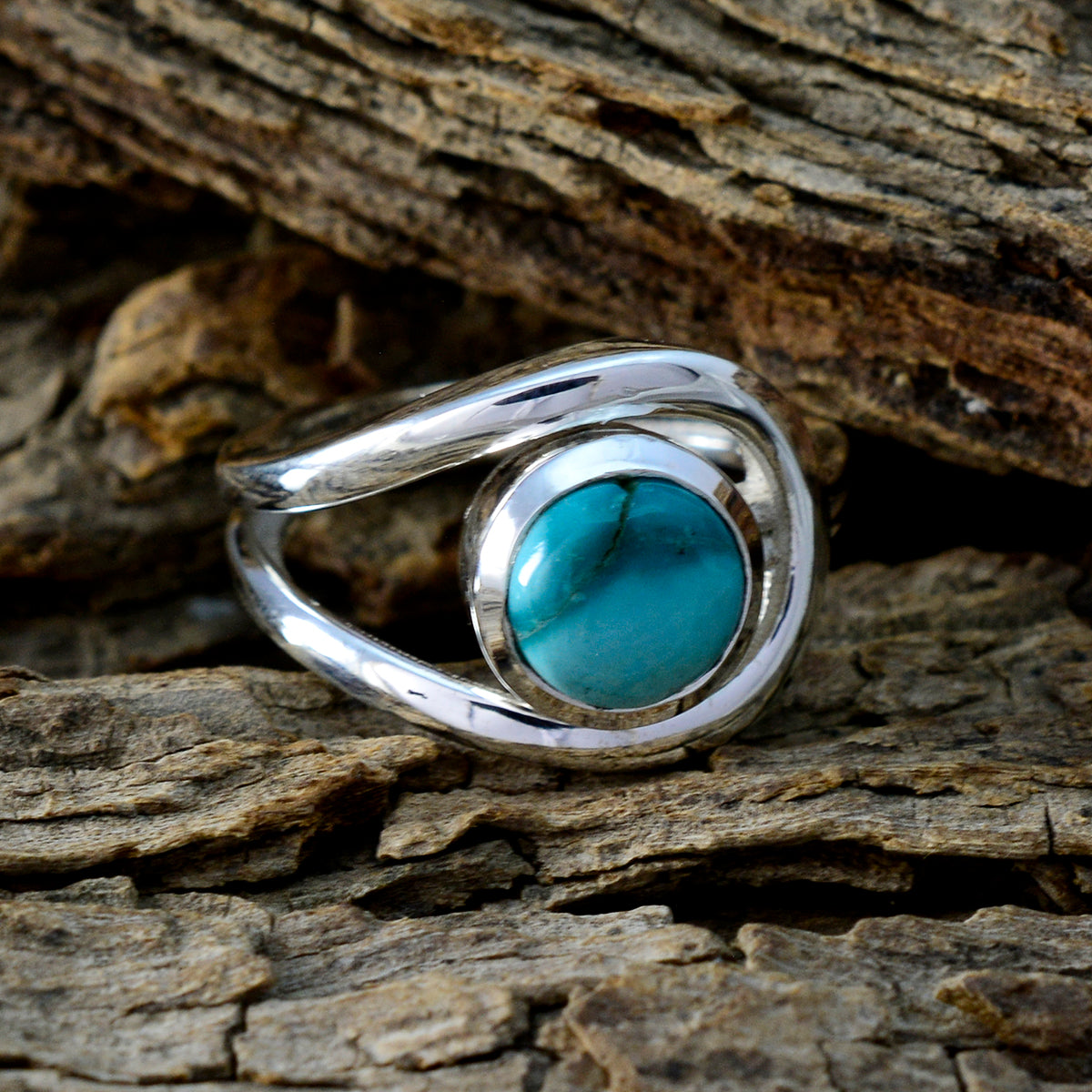Turquoise Solitaire African 92.5 Silver Blue Gemstones Slim Sophisticated Ring Jewelry