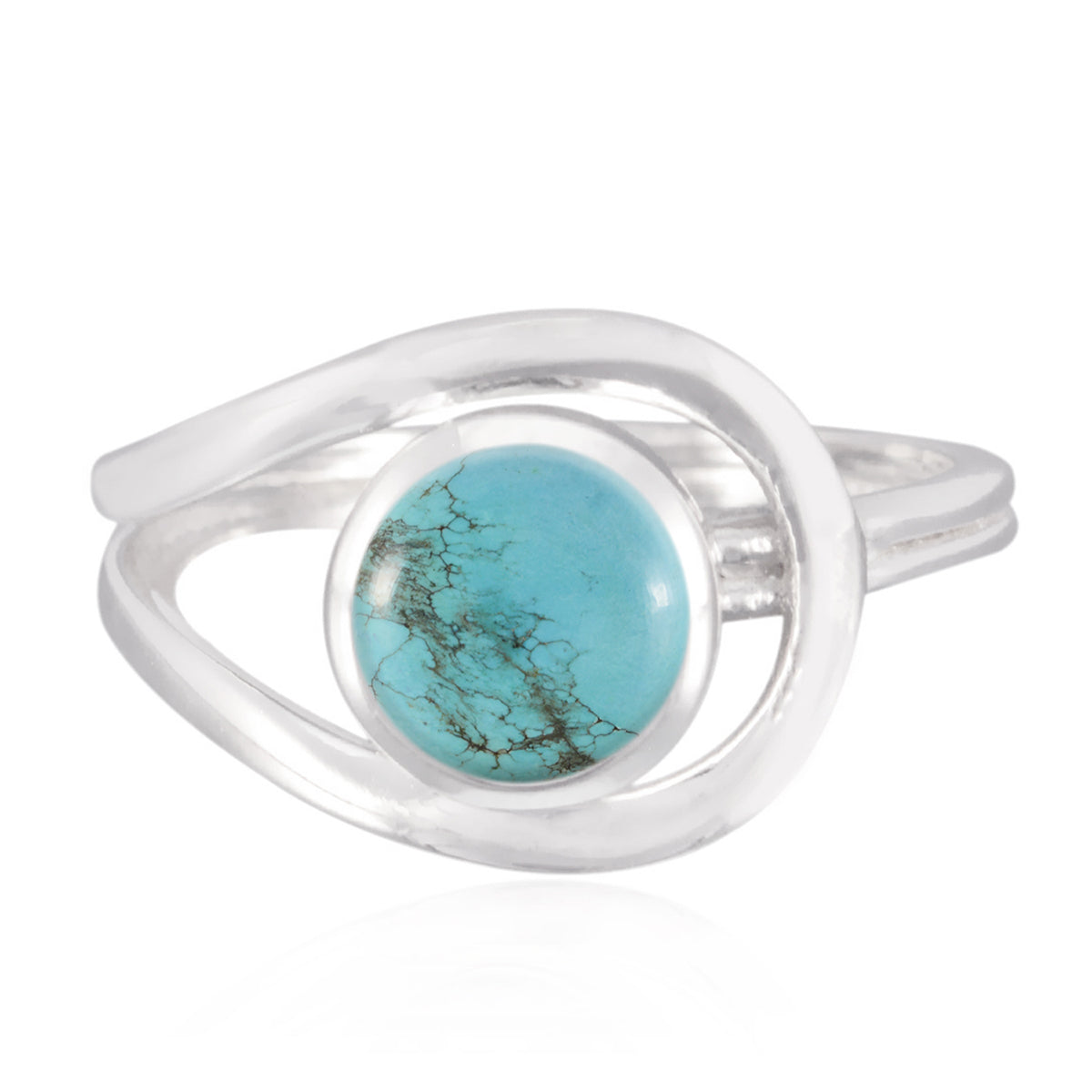 Turquoise Solitaire African 92.5 Silver Blue Gemstones Slim Sophisticated Ring Jewelry
