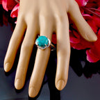 Turquoise Solitaire German 92.5 Silver Blue Gems Minimal Glamorous Ring Jewelry