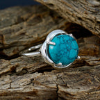 Turquoise Solitaire German 92.5 Silver Blue Gems Minimal Glamorous Ring Jewelry